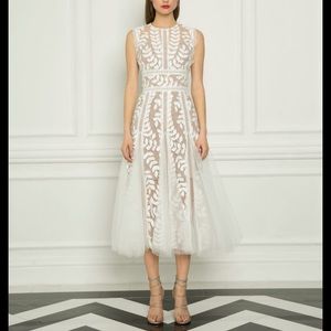 White tulle lace Bronx and Banco Saba midi dress